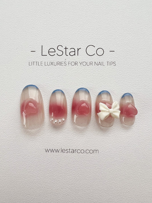 Reusable Pop Heart Nails Premium Short Press on Nails Gel Manicure | Fake Nails | Handmade | Lestarco faux nails XX228