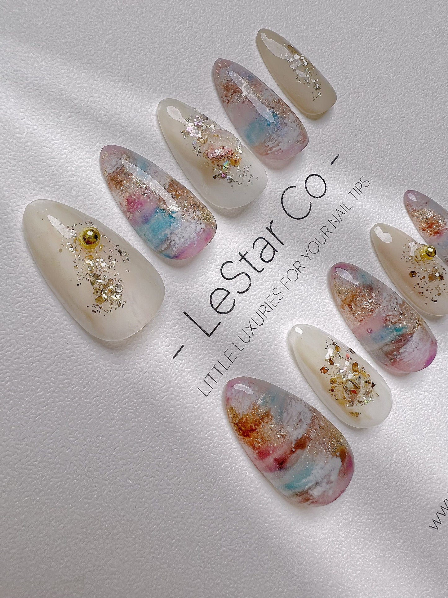 Reusable In My Dream Nails Premium Short Press on Nails Gel Manicure | Fake Nails | Handmade | Lestarco faux nails TT231