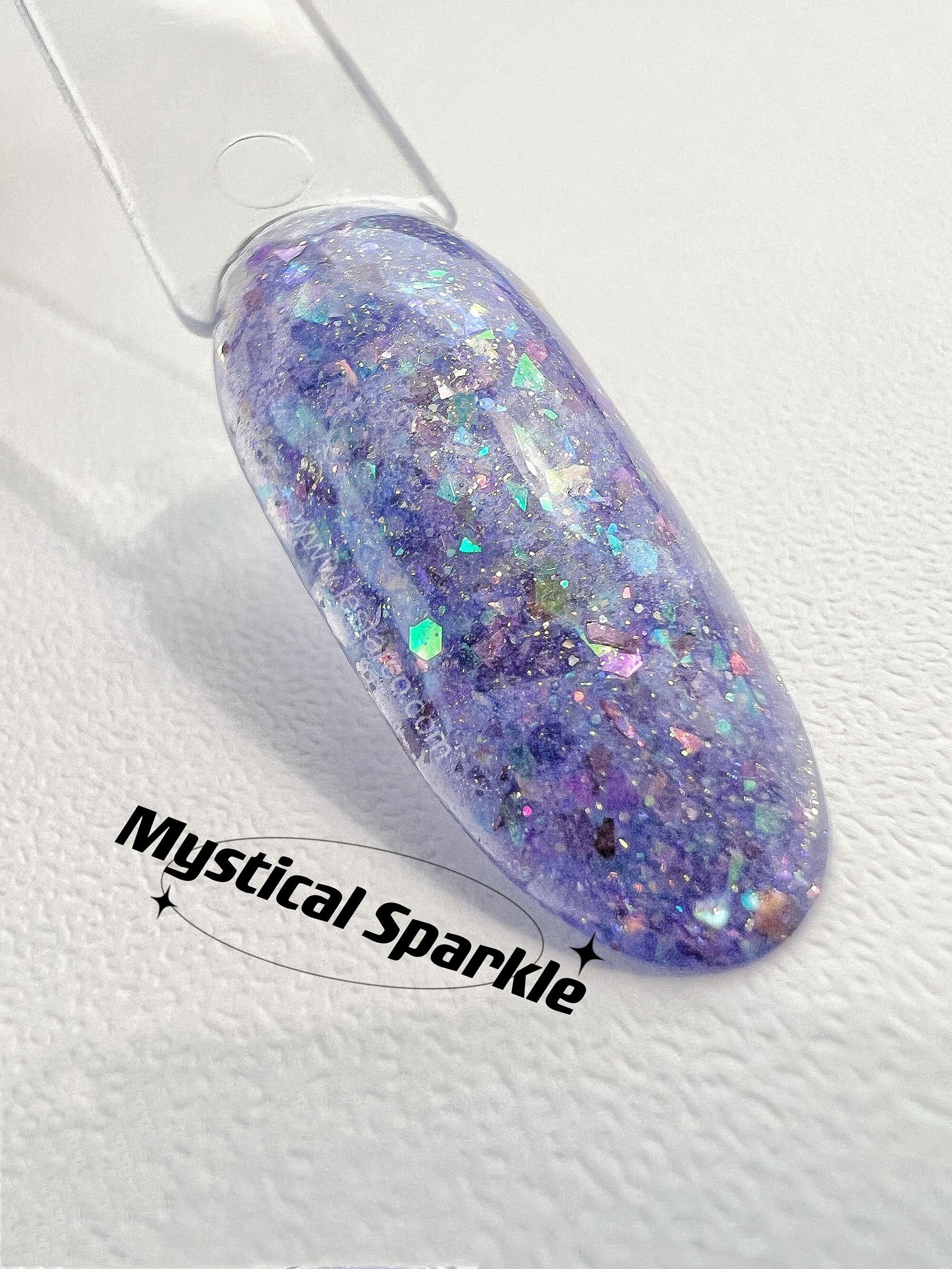 Mystical Sparkle | Sheer Purple w/ Glitter | Ultra Shine Long Lasting Brush on UV Gels Home Nail DIY False Tips Manicure Nail Art Supply