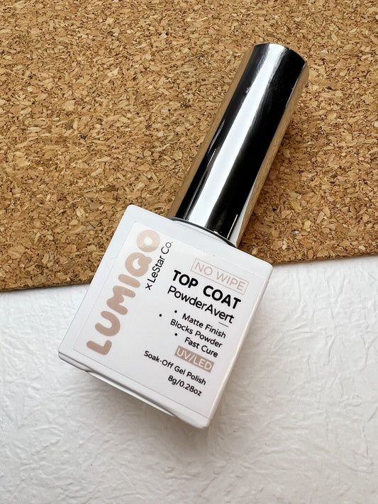 PowderAvert Top Coat | No Wipe | Matte Finish | Block Powder | Clear Brush on UV Gels Glue False Tips Manicure Nail Art Supply