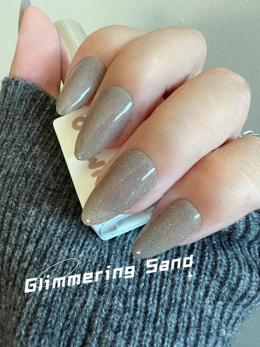 Glimmering Sand | Sheer Beige w/ Silver Glitter Gel Polish | Ultra Shine Long Lasting Brush on Polish DIY Home Manicure Nail Art Supply