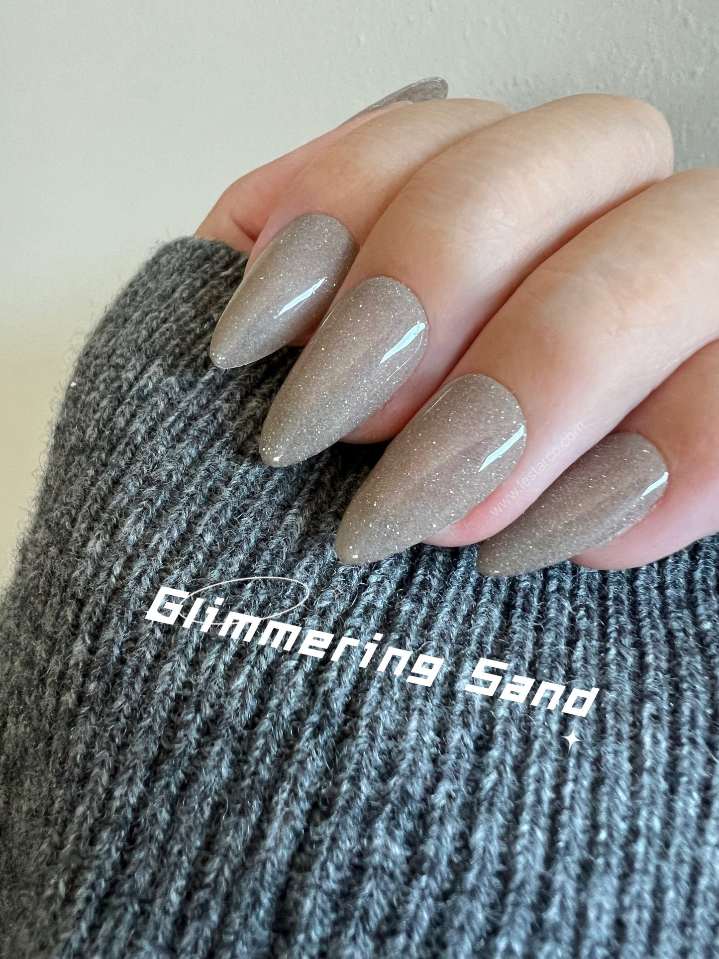 Glimmering Sand | Sheer Beige w/ Silver Glitter Gel Polish | Ultra Shine Long Lasting Brush on Polish DIY Home Manicure Nail Art Supply