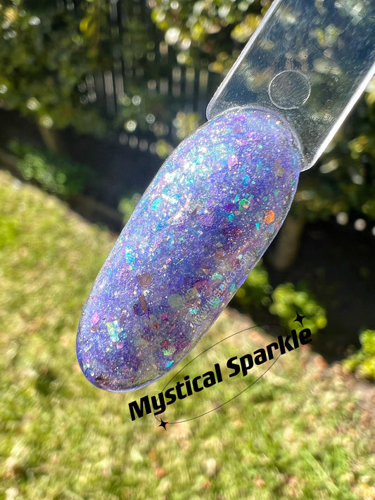 Mystical Sparkle | Sheer Purple w/ Glitter | Ultra Shine Long Lasting Brush on UV Gels Home Nail DIY False Tips Manicure Nail Art Supply