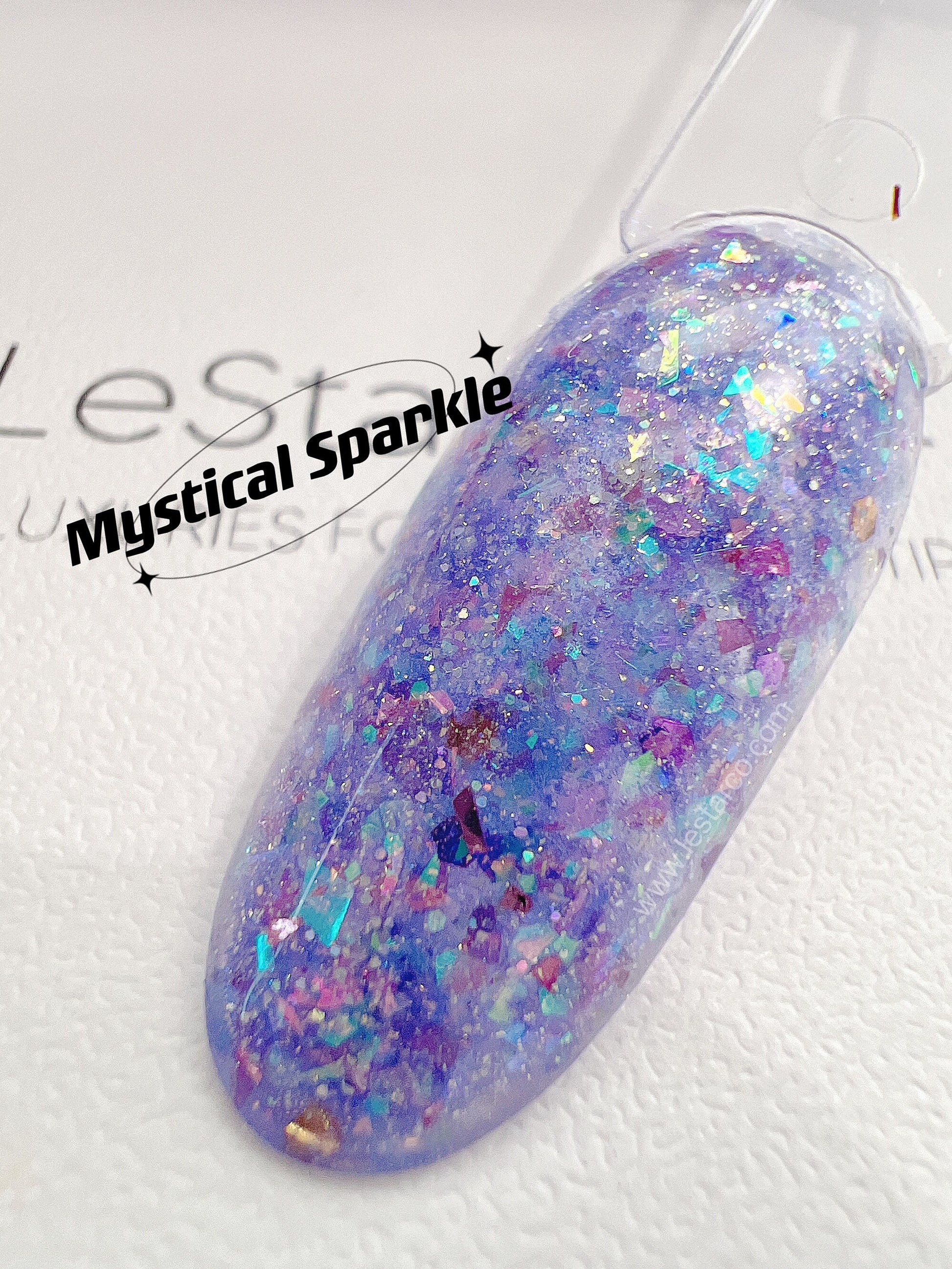 Mystical Sparkle | Sheer Purple w/ Glitter | Ultra Shine Long Lasting Brush on UV Gels Home Nail DIY False Tips Manicure Nail Art Supply