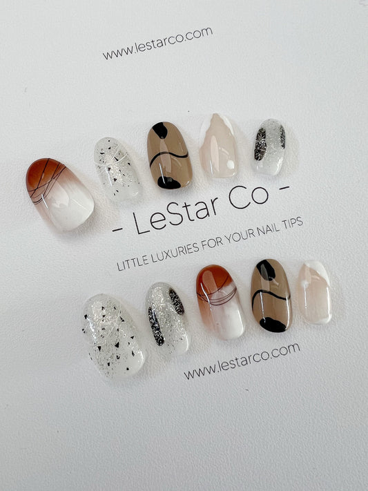 Reusable Minimalist Linea Premium Short Press on Nails Gel Manicure | Fake Nails | Handmade | Lestarco faux nails ML239