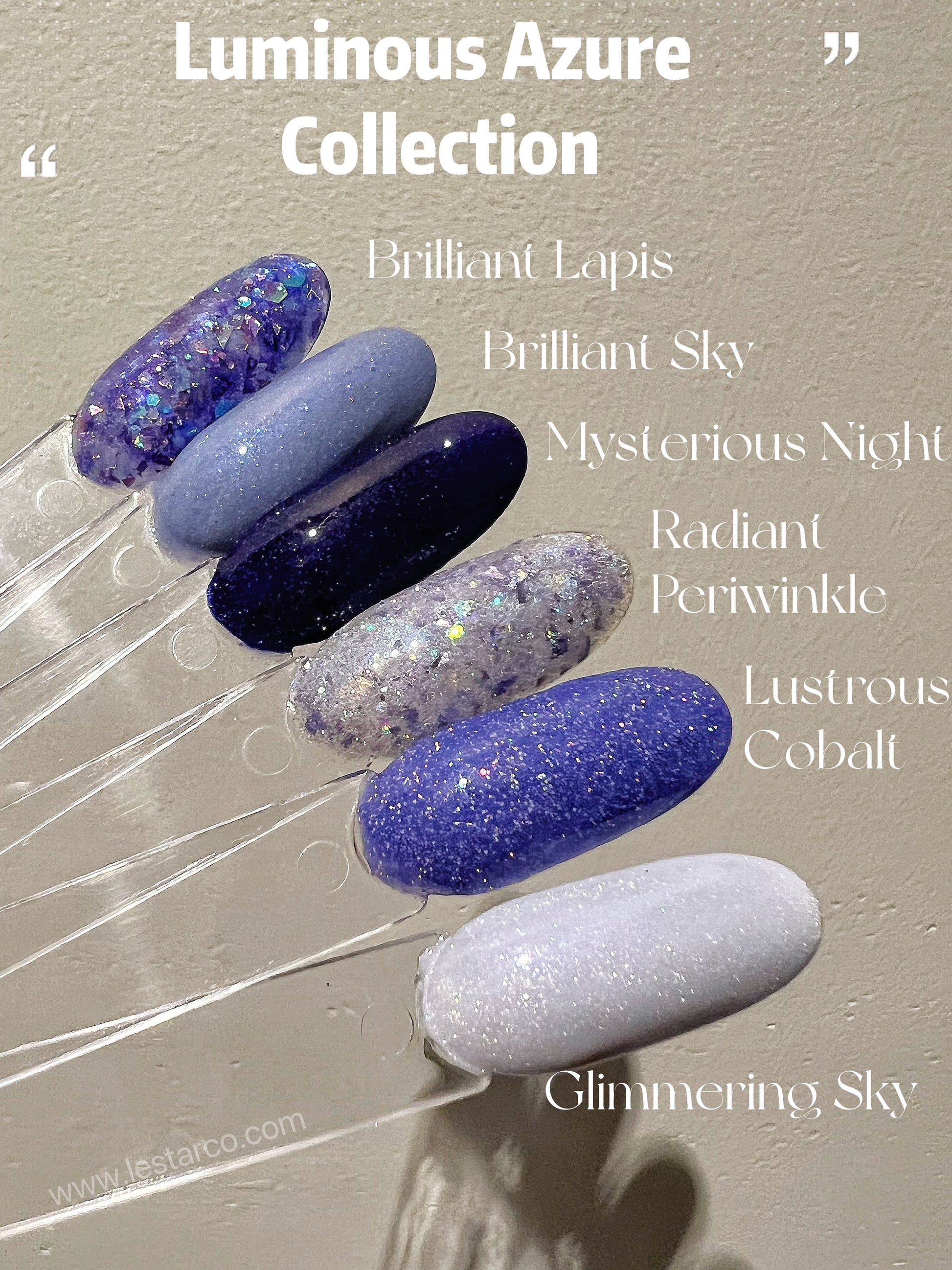 Lustrous Cobalt Gel Polish | Cobalt Blue w/ Holographic Glitter | Ultra Shine Home Nail DIY  Manicure Nail Art Supply By LUMIQO