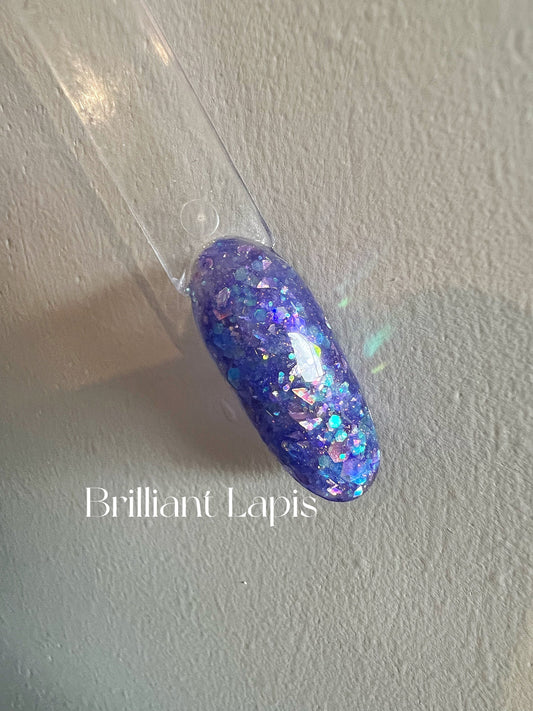 Brilliant Lapis Gel Polish | Sheer Blue w/ Multi Size Chunky Glitter | Ultra Shine Home Nail DIY  Manicure Nail Art Supply By LUMIQO