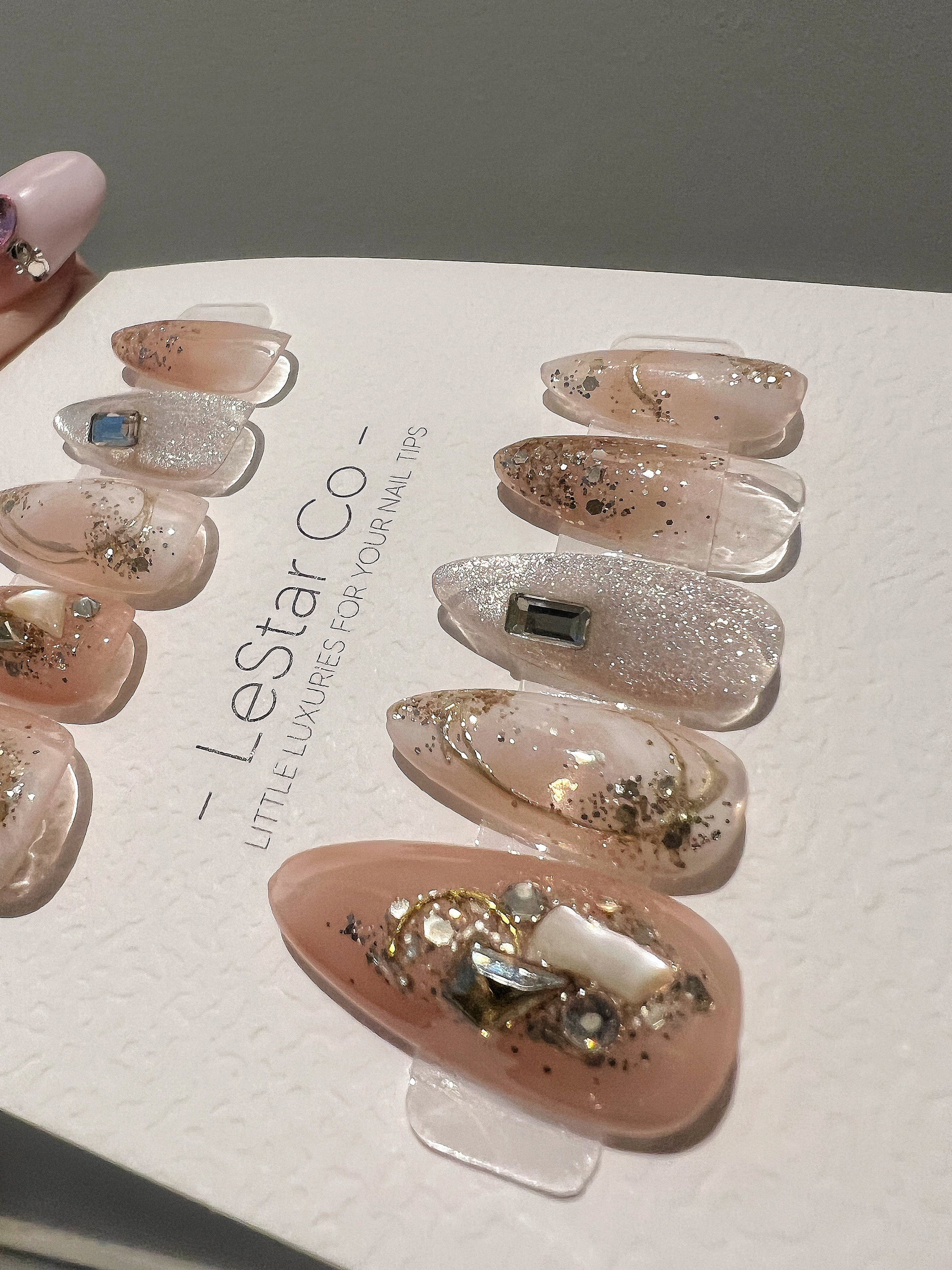 Reusable Gemstone Romance | Premium Press on Nails Gel | Fake Nails | Cute Fun Colorful Gel Nail Artist faux nails BB257