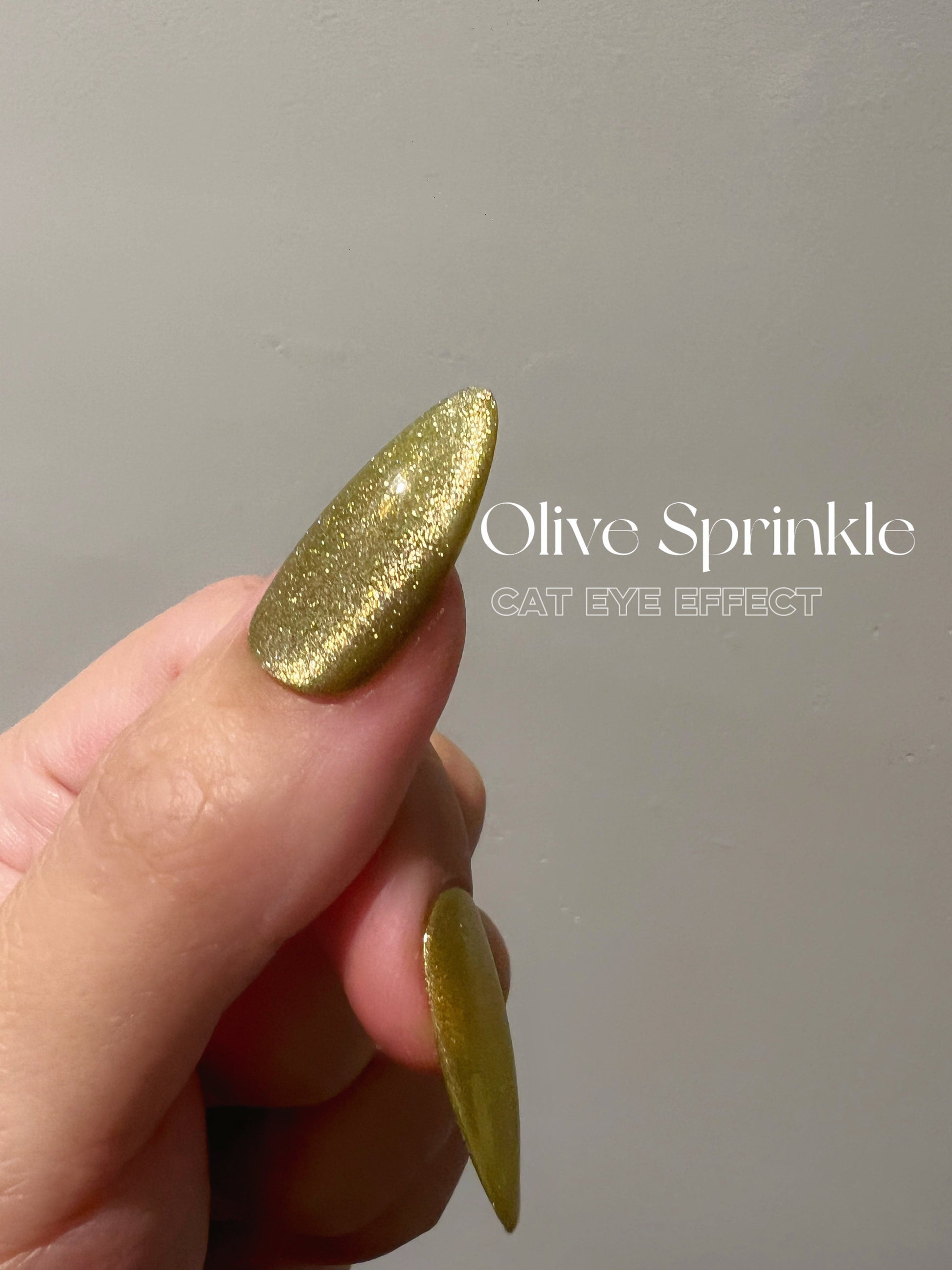 Olive Sprinkle |Cat Eye Gel Polish | Sheer Oliver Green w/Silver Shimmer | Long Lasting Brush on UV Gels Nail DIY Manicure Nail Art Supply