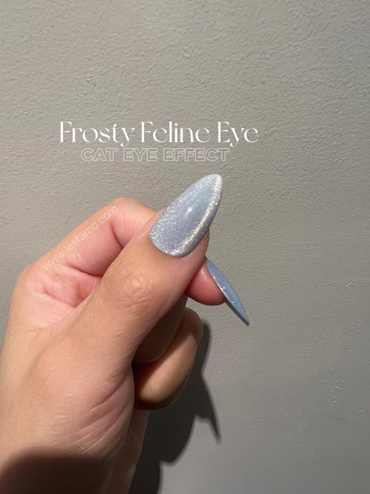 Frosty Feline Eye |Cat Eye Gel Polish | Sheer Baby Blue w/Silver Shimmer | Long Lasting Brush on UV Gels Nail DIY Manicure Nail Art Supply