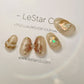 Reusable Golden Wing Premium Short Press on Nails Gel Manicure | Fake Nails | Handmade | Lestarco faux nails ML244