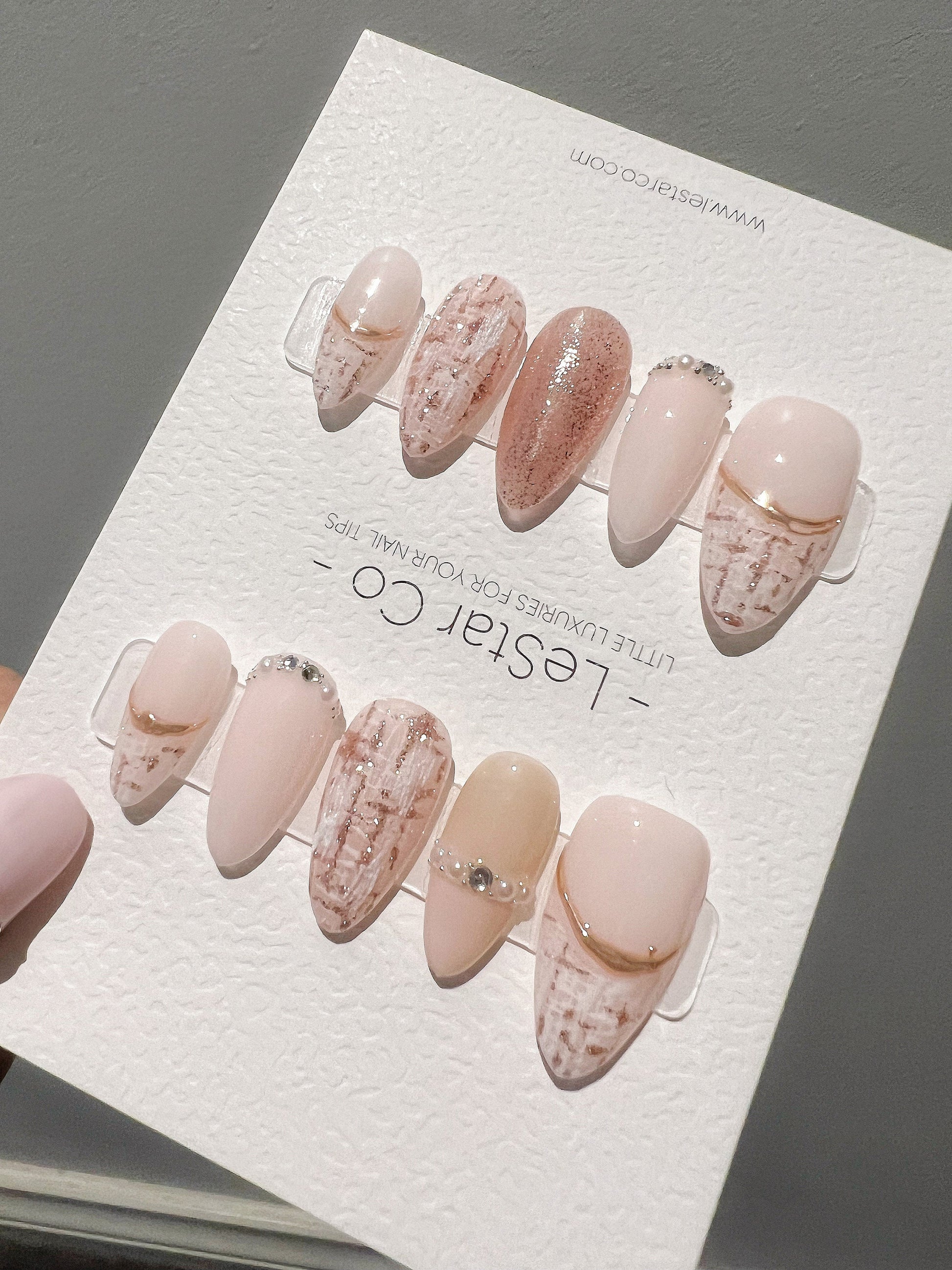 Reusable Pink Romance | Premium Press on Nails Gel | Fake Nails | Cute Fun Colorful Gel Nail Artist faux nails TT258