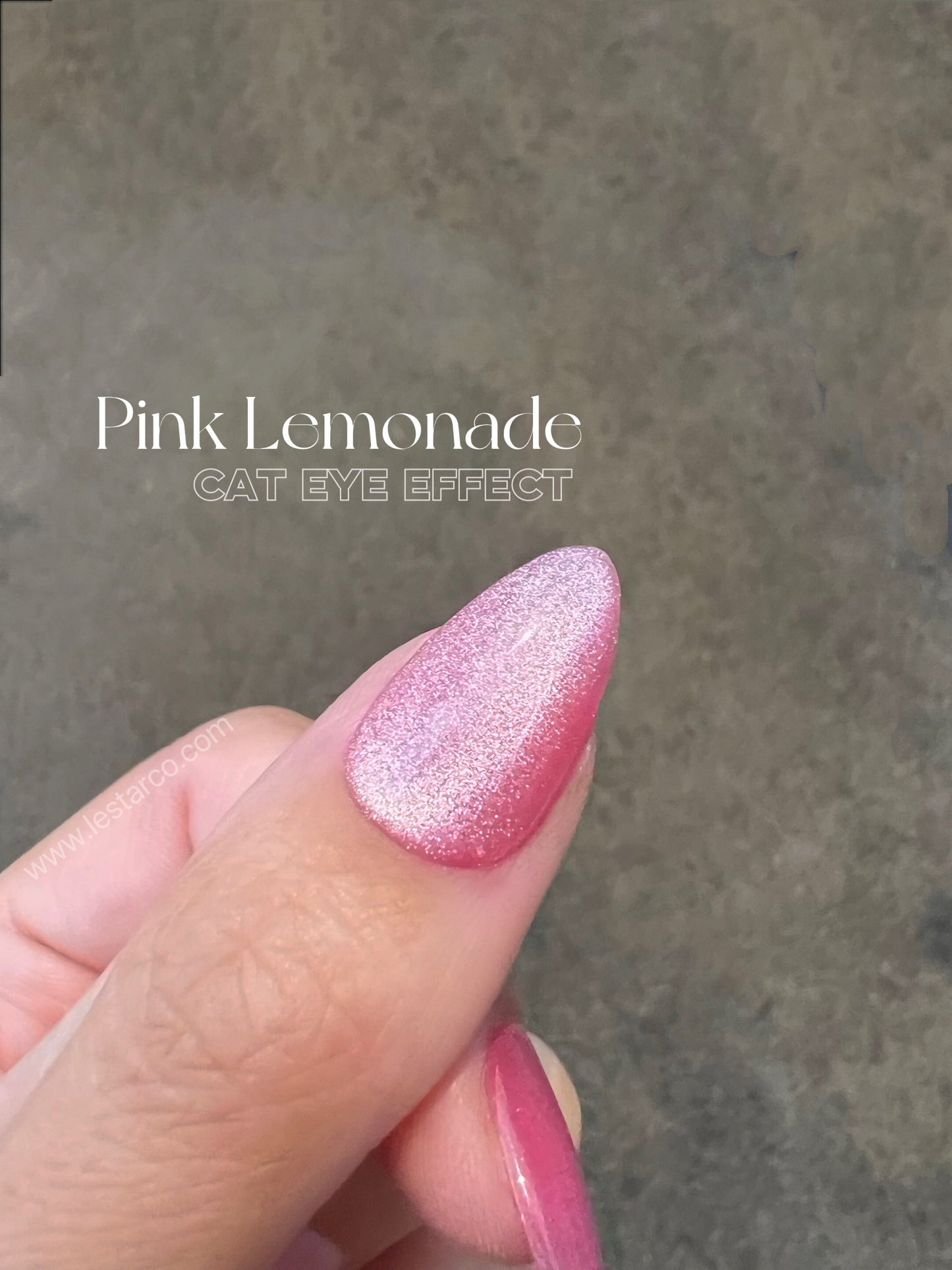 Pink Lemonade |Cat Eye Gel Polish | Pink w/Silver Shimmer | Long Lasting Brush on UV Gels Nail DIY False Tips Manicure Nail Art Supply