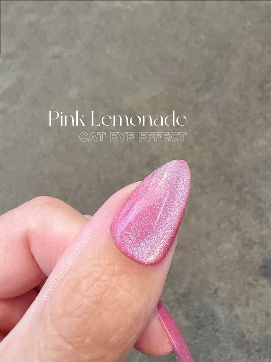 Pink Lemonade |Cat Eye Gel Polish | Pink w/Silver Shimmer | Long Lasting Brush on UV Gels Nail DIY False Tips Manicure Nail Art Supply