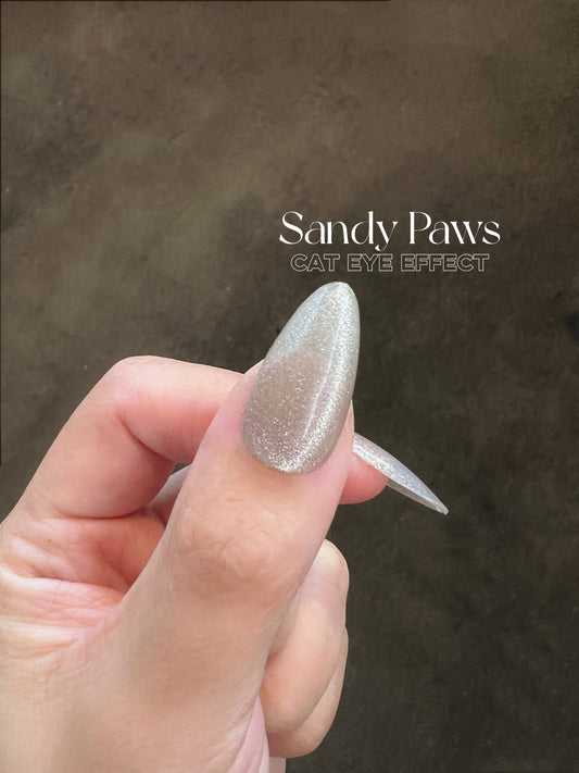 Sandy Paws |Cat Eye Gel Polish | Sheer Beige w/Silver Shimmer | Long Lasting Brush on UV Gels Nail DIY Manicure Nail Art Supply