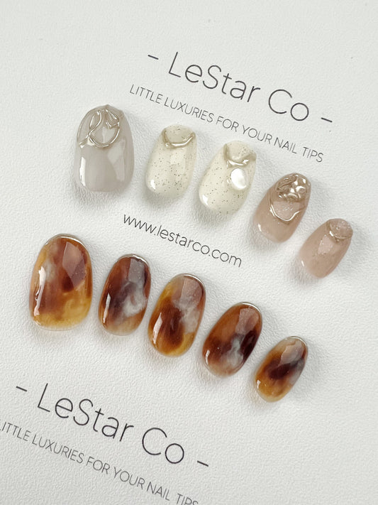 Reusable Mineral Bloom | Premium Press on Nails Gel | Fake Nails | Cute Fun Colorful Gel Nail Artist faux nails BB262