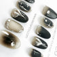 Reusable Black Night Silver Star | Premium Press on Nails Gel | Fake Nails | Cute Fun Colorful Gel Nail Artist faux nails TT272
