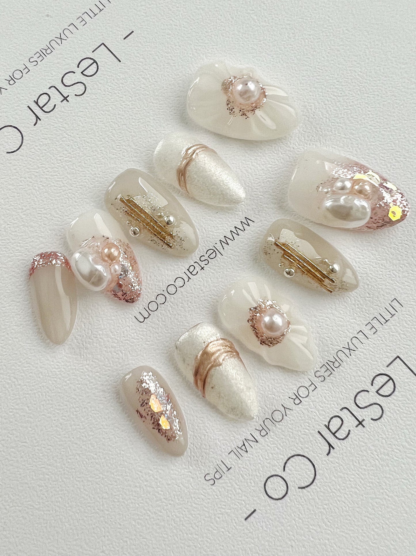 Reusable Floral Pearl Garland | Premium Press on Nails Gel | Fake Nails | Cute Fun Colorful Gel Nail Artist faux nails ML278