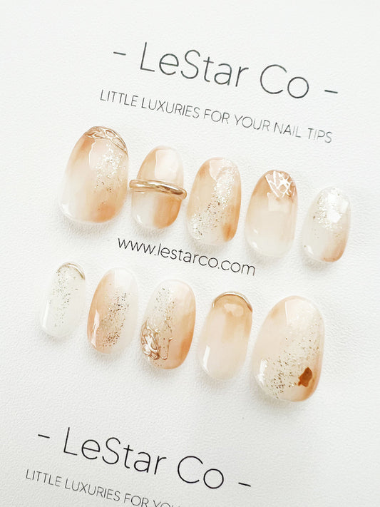 Reusable Chic Gold | Premium Press on Nails Gel | Fake Nails | Cute Fun Colorful Gel Nail Artist faux nails ML288