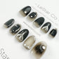 Reusable Black Night Silver Star | Premium Press on Nails Gel | Fake Nails | Cute Fun Colorful Gel Nail Artist faux nails TT272