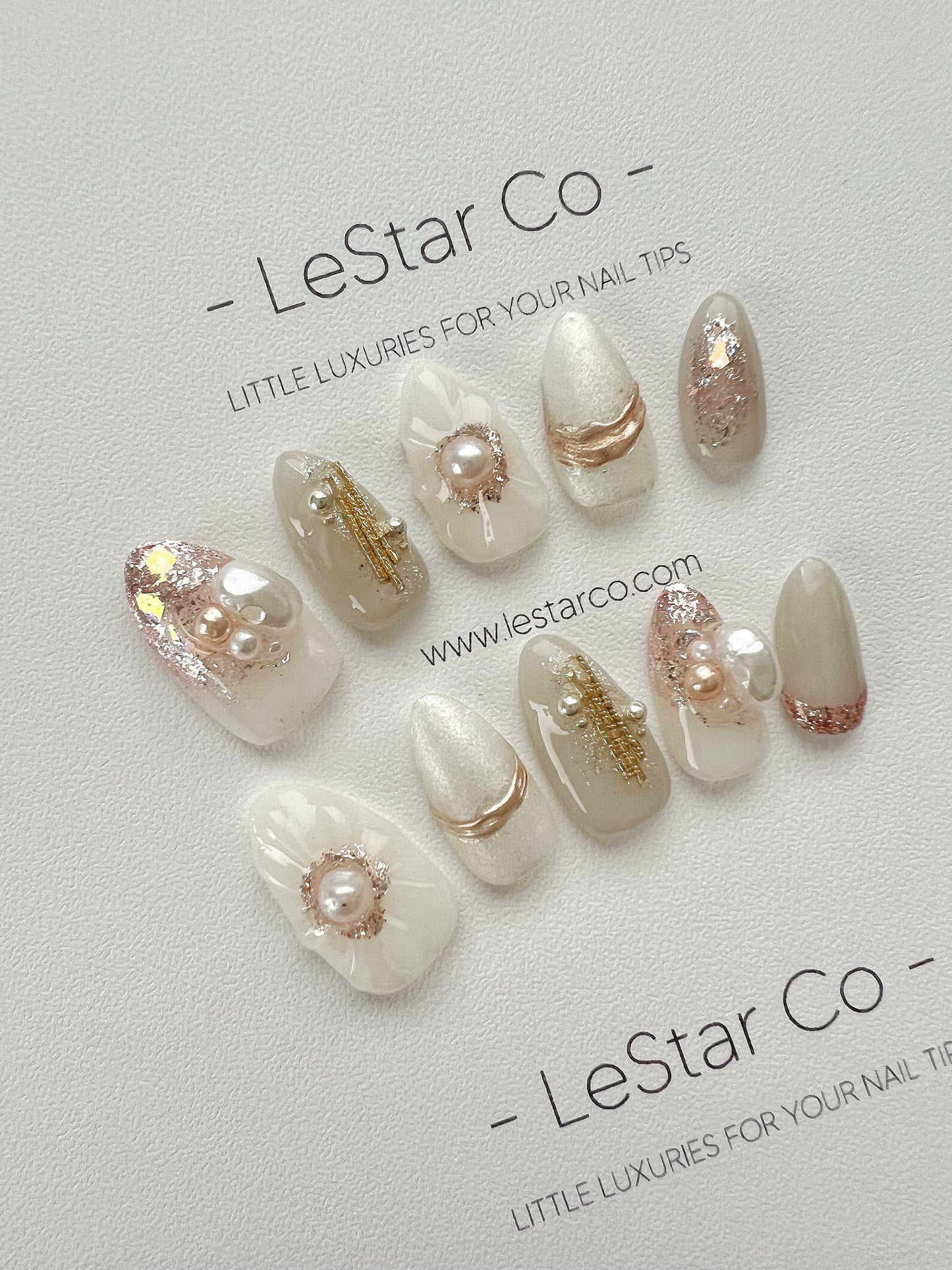 Reusable Floral Pearl Garland | Premium Press on Nails Gel | Fake Nails | Cute Fun Colorful Gel Nail Artist faux nails ML278