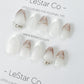 Reusable Rose Gold French | Premium Press on Nails Gel | Fake Nails | Cute Fun Colorful Gel Nail Artist faux nails ML282