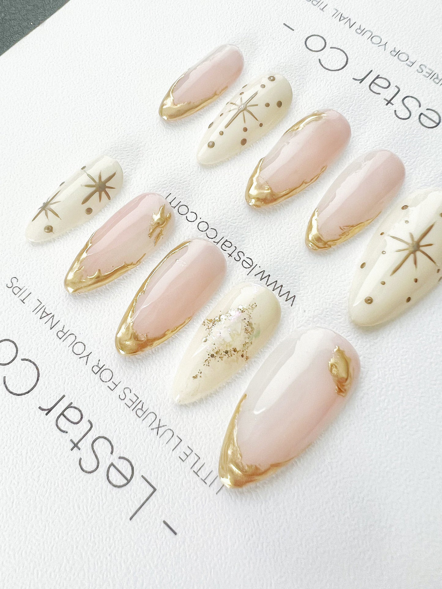 Reusable Pink Starlight | Premium Press on Nails Gel | Fake Nails | Cute Fun Colorful Gel Nail Artist faux nails ML297