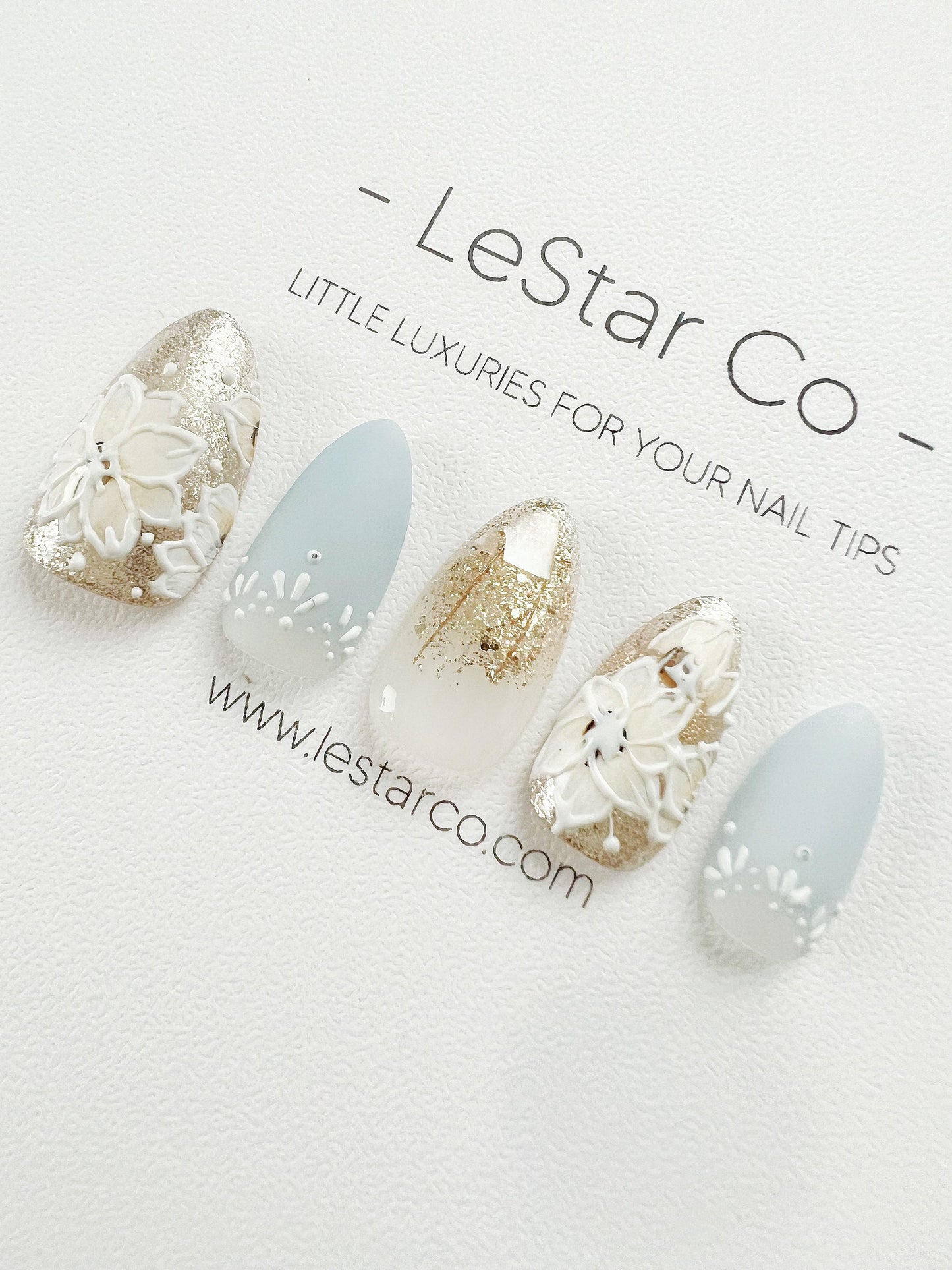 Reusable Frosty Blossom | Premium Press on Nails Gel | Fake Nails | Cute Fun Colorful Gel Nail Artist faux nails ML300