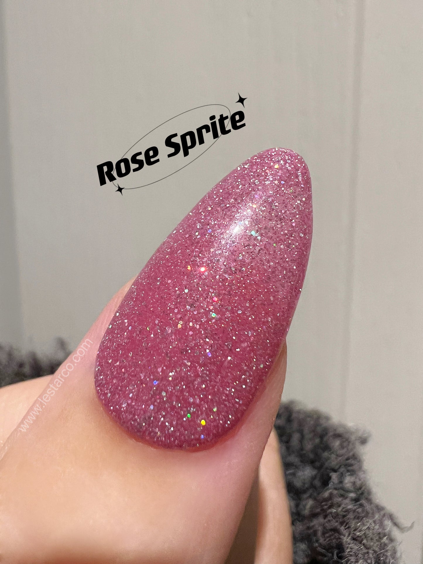 Rose Sprite | Sheer Hot Pink w/ Silver and Holographic Glitter | Ultra Shine Long Lasting Brush on UV Gels Home Nail Art Manicure Supply