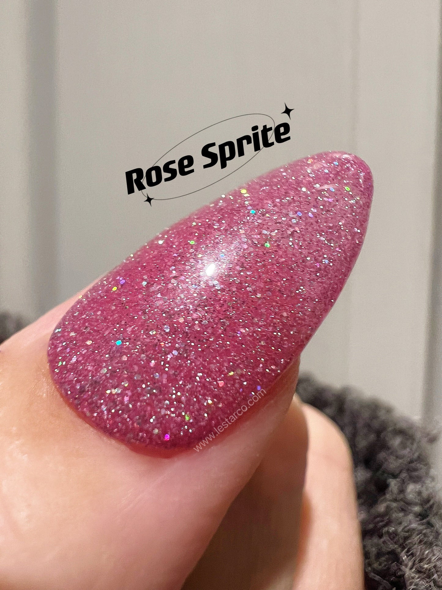 Rose Sprite | Sheer Hot Pink w/ Silver and Holographic Glitter | Ultra Shine Long Lasting Brush on UV Gels Home Nail Art Manicure Supply