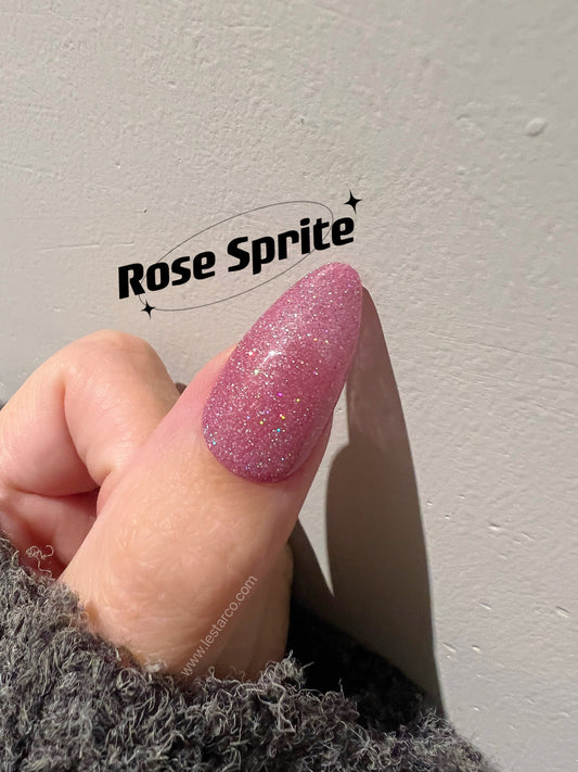 Rose Sprite | Sheer Hot Pink w/ Silver and Holographic Glitter | Ultra Shine Long Lasting Brush on UV Gels Home Nail Art Manicure Supply
