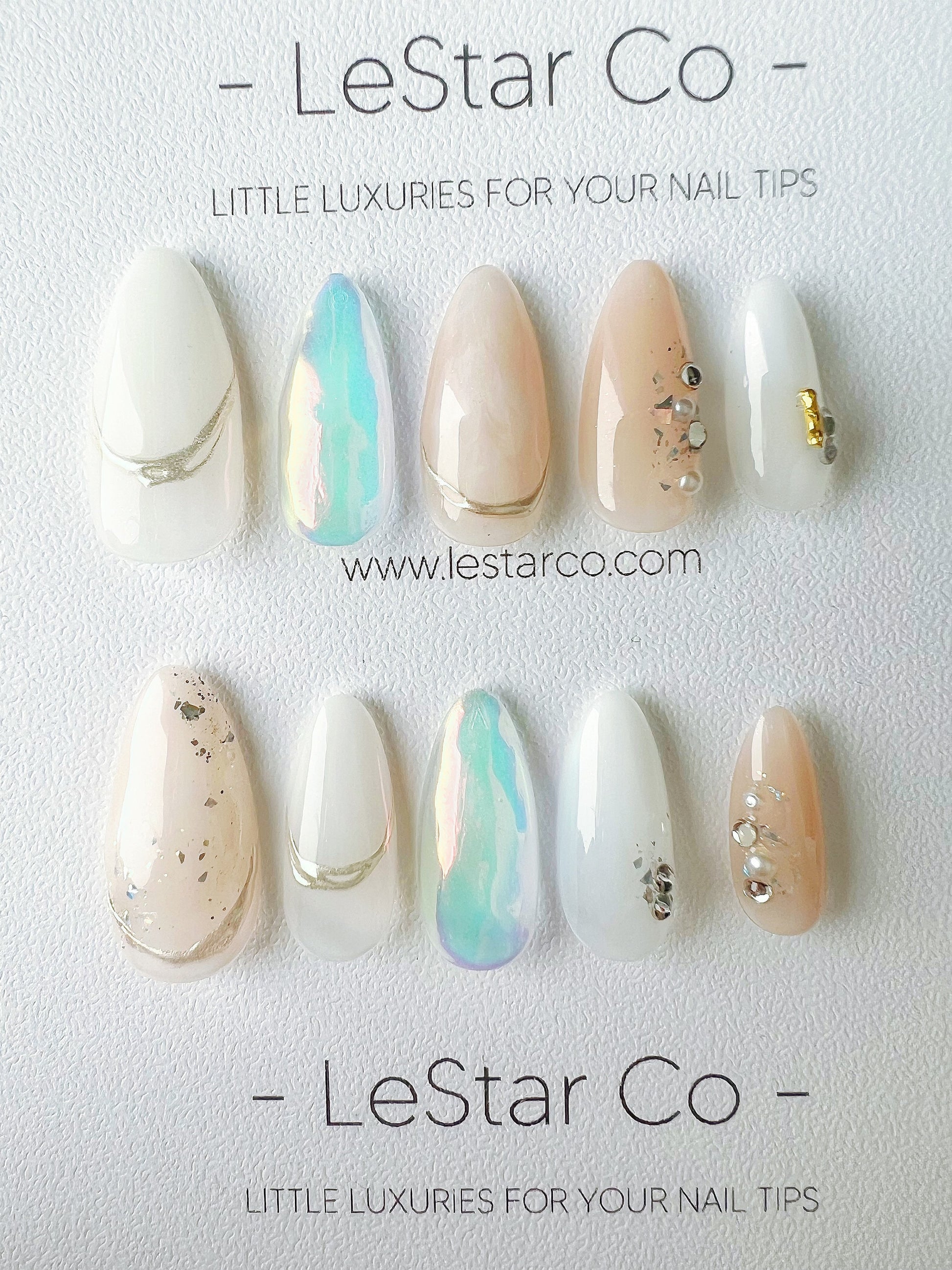 Reusable Misty Opal | Premium Press on Nails Gel | Fake Nails | Cute Fun Colorful Gel Nail Artist faux nails BB316