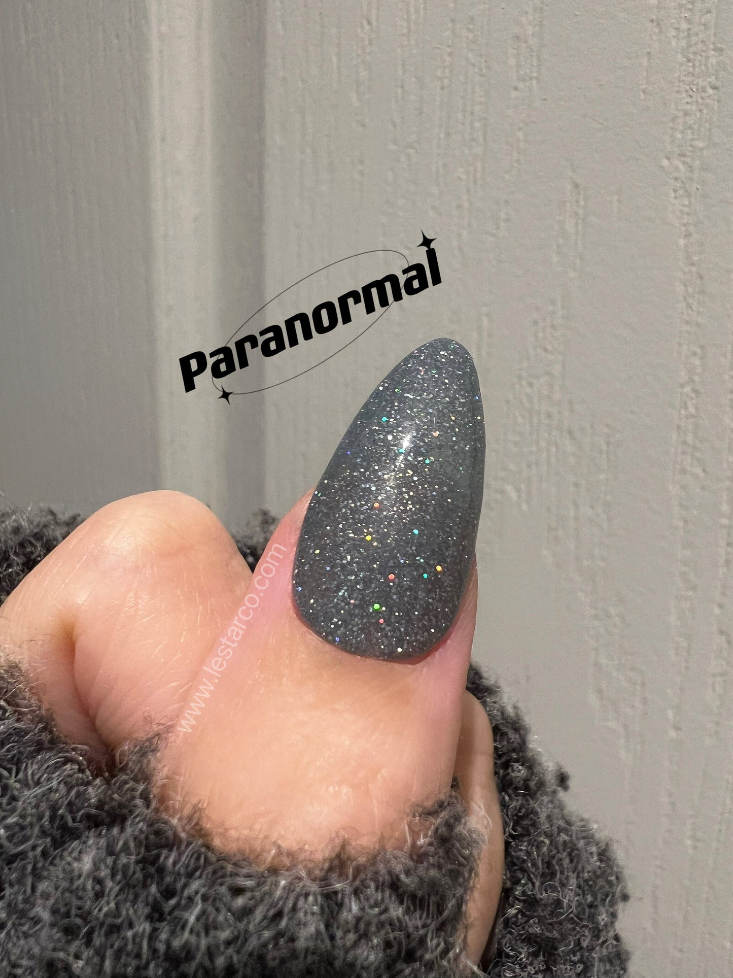 Paranormal | Sheer Dark Grey w/ Silver and Holographic Glitter | Ultra Shine Long Lasting Brush on UV Gels Home Nail Art Manicure Supply