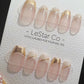 Reusable Gold French Tip | Premium Press on Nails Gel | Fake Nails | Cute Fun Colorful Gel Nail Artist faux nails BB330
