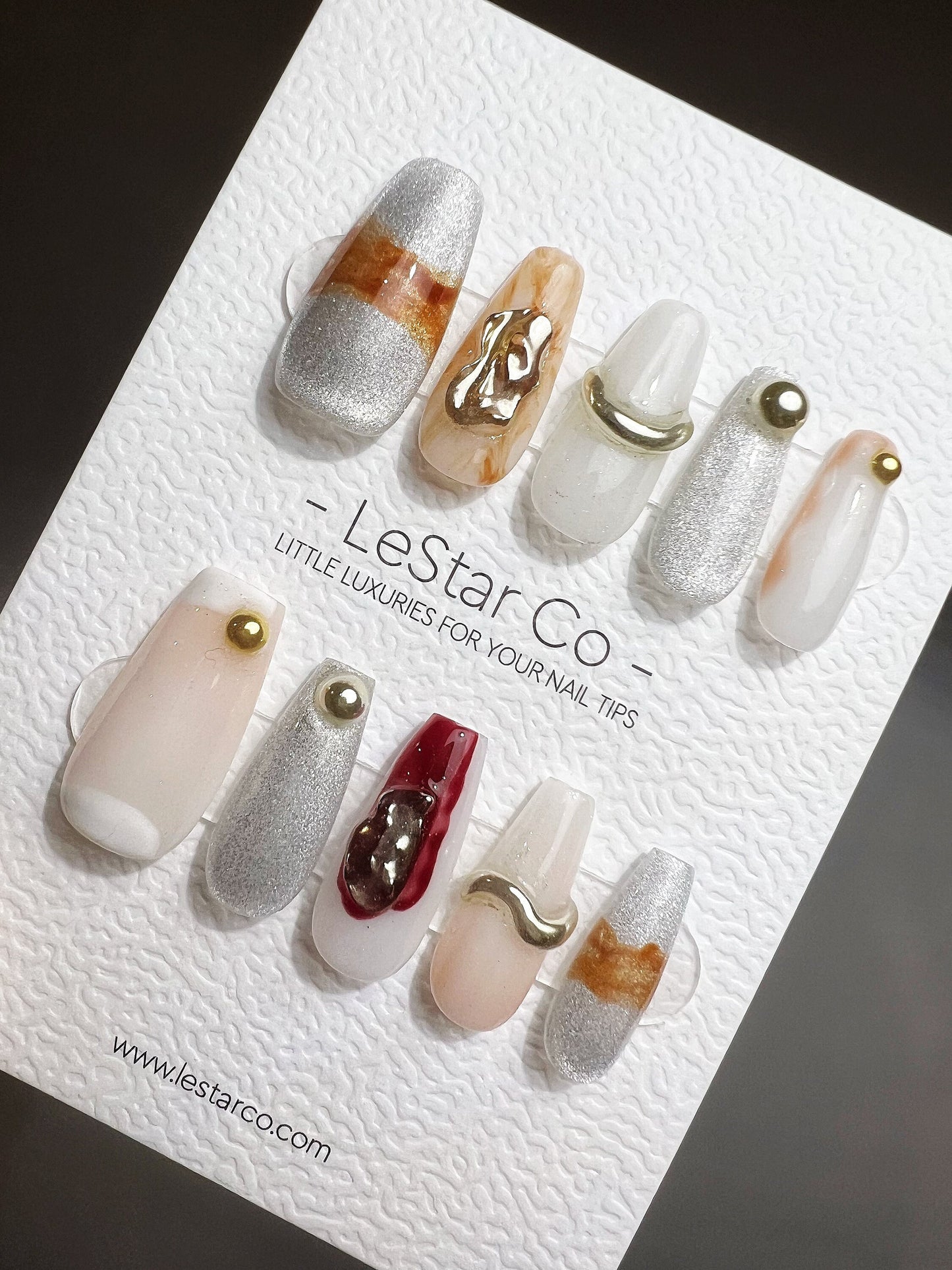 Reusable Delicate l Premium Press on Nails Gel Manicure | Fake Nails | Handmade | Lestarco faux nails TS358