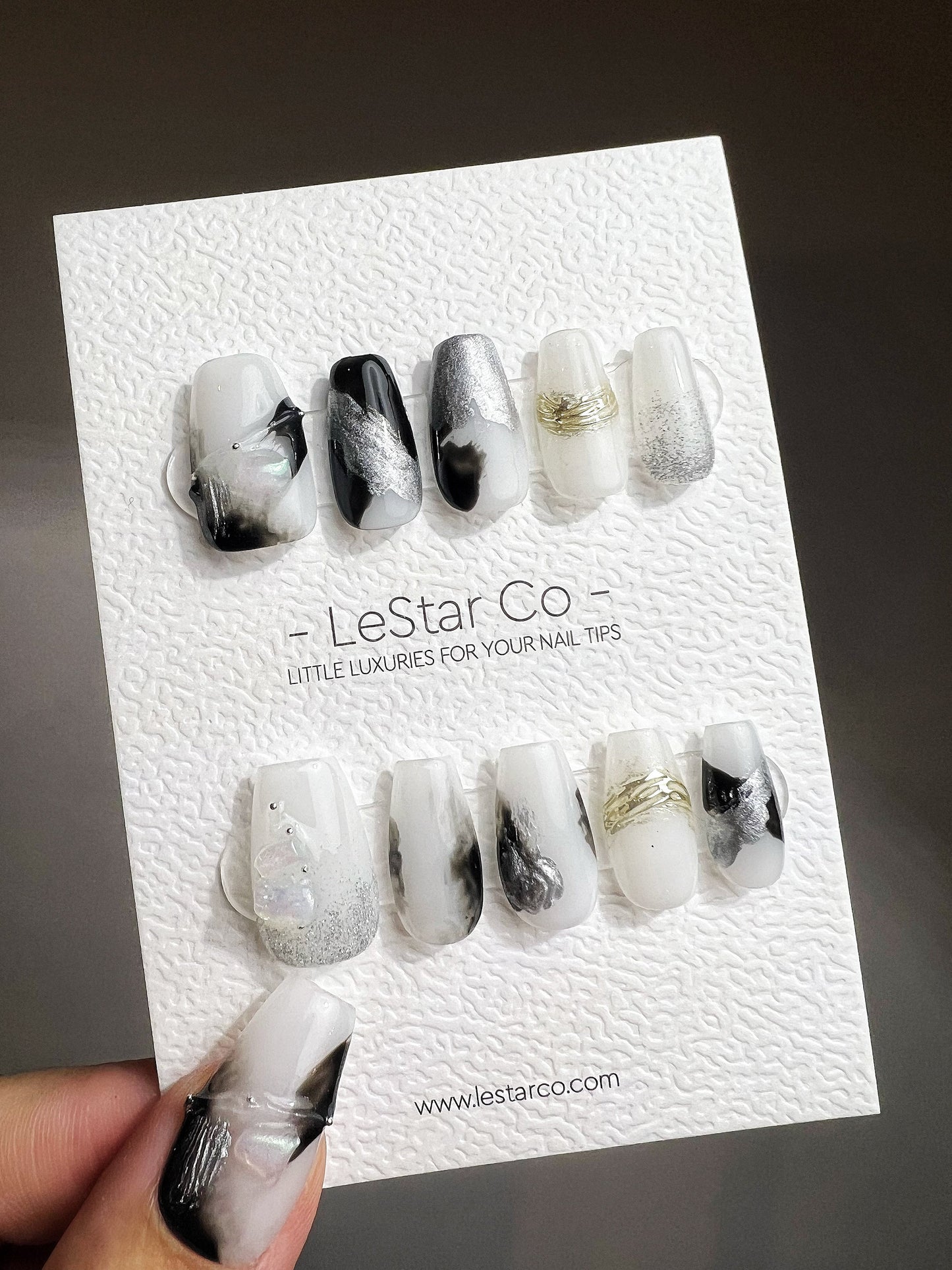 Reusable Long Story Short l Premium Press on Nails Gel Manicure | Fake Nails | Handmade | Lestarco faux nails TS359