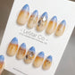 Reusable Out Of Blue | Premium Press on Nails Gel | Fake Nails | Cute Fun Colorful Gel Nail Artist faux nails TS367