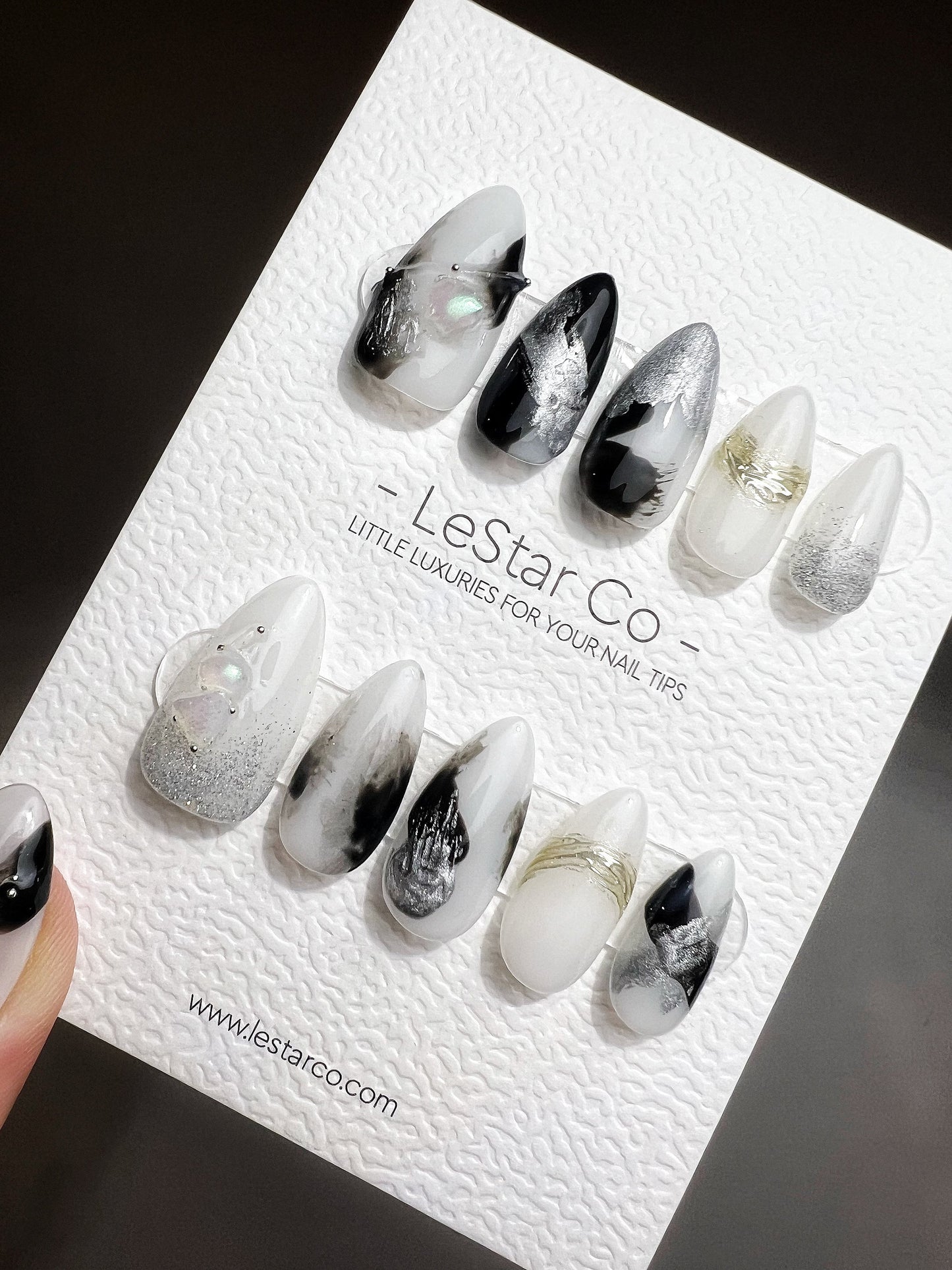 Reusable Long Story Short l Premium Press on Nails Gel Manicure | Fake Nails | Handmade | Lestarco faux nails TS359