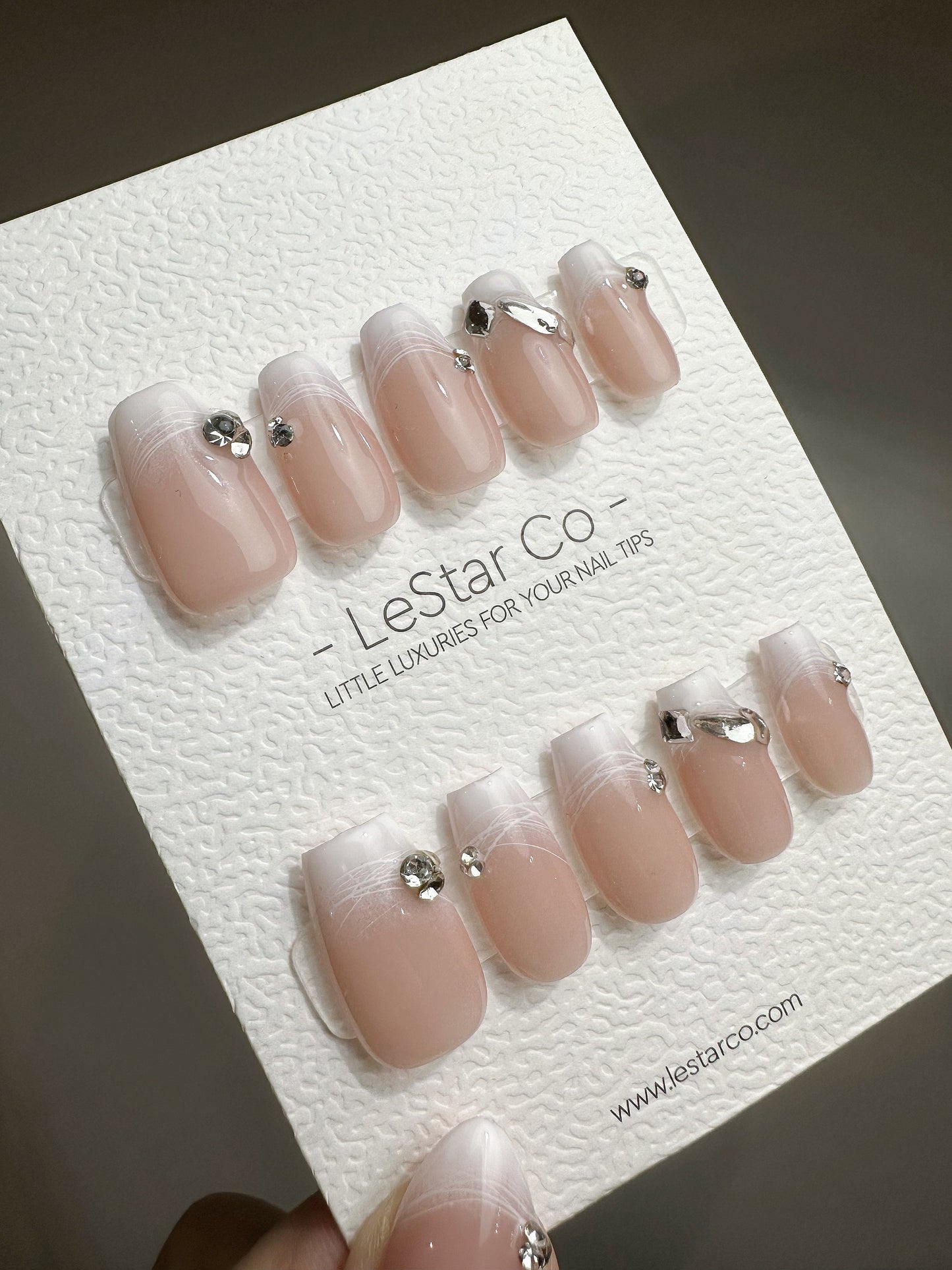 Reusable Good Baby White French Tip l Premium Press on Nails Gel Manicure | Fake Nails | Handmade | Lestarco faux nails TMR381