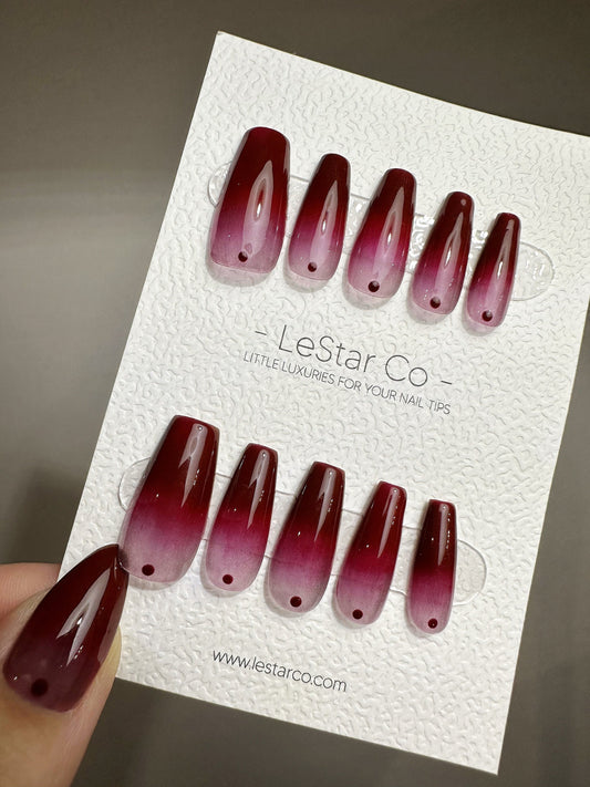 Reusable Bloody Mary Gradient Red | Nails Premium Short Press on Nails Gel Manicure | Fake Nails | Handmade | Lestarco faux nails TMR382