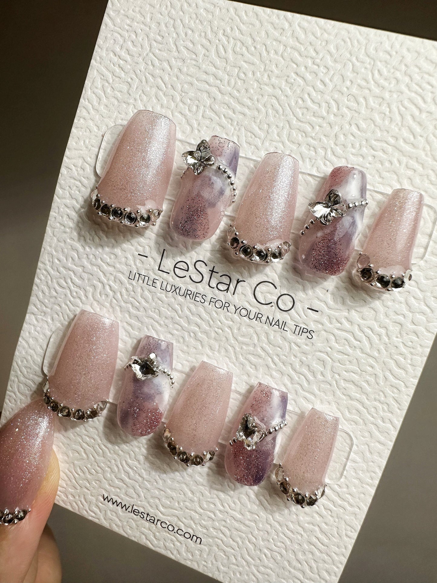 Reusable Perfect Pair Purple Butterfly| Premium Press on Nails Gel | Fake Nails | Cute Fun Colorful Gel Nail Artist faux nails TS388