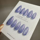Reusable Jump Into It Sheer Blue Cat eye | Nails Premium Press on Nails Gel Manicure | Fake Nails | Handmade | Lestarco faux nails 397zz