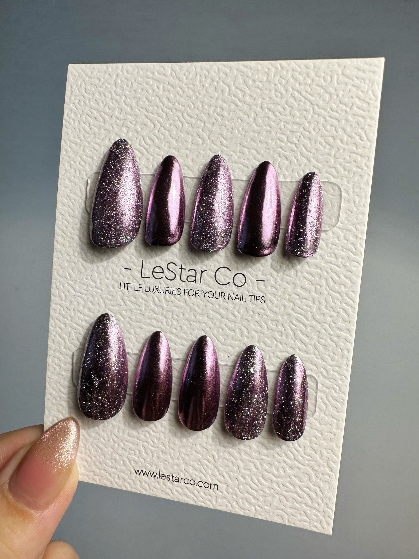 Reusable Purple Chrome | Nails Premium Press on Nails Gel Manicure | Fake Nails | Handmade | Lestarco faux nails KS402