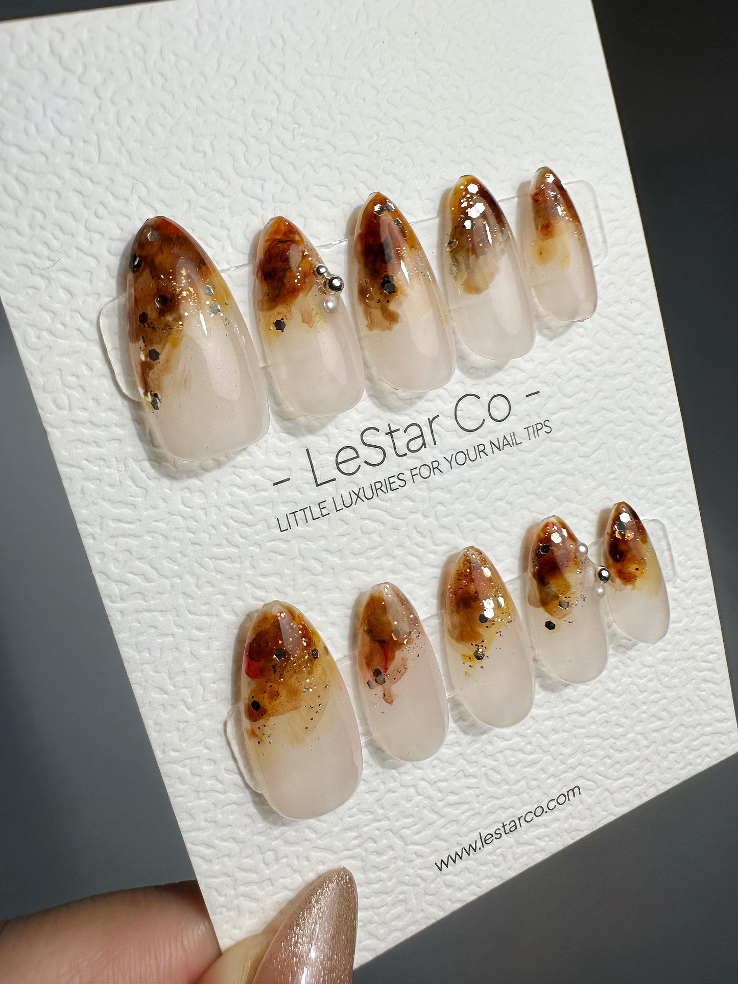 Reusable Gold Lava| Premium Press on Nails Gel | Fake Nails | Cute Fun Colorful Gel Nail Artist faux nails BB404