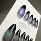 Reusable Never Mind Black Ombre Purple Green Cat Eye Effect| Premium Press on Nails Gel | Fake Nails | Gel Nail Artist faux nails TMR413