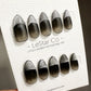 Reusable Walk Away Black Cat Eye French Tip | Premium Press on Nails Gel | Fake Nails | Cute Fun Colorful Gel Nail Artist faux nails TMR420