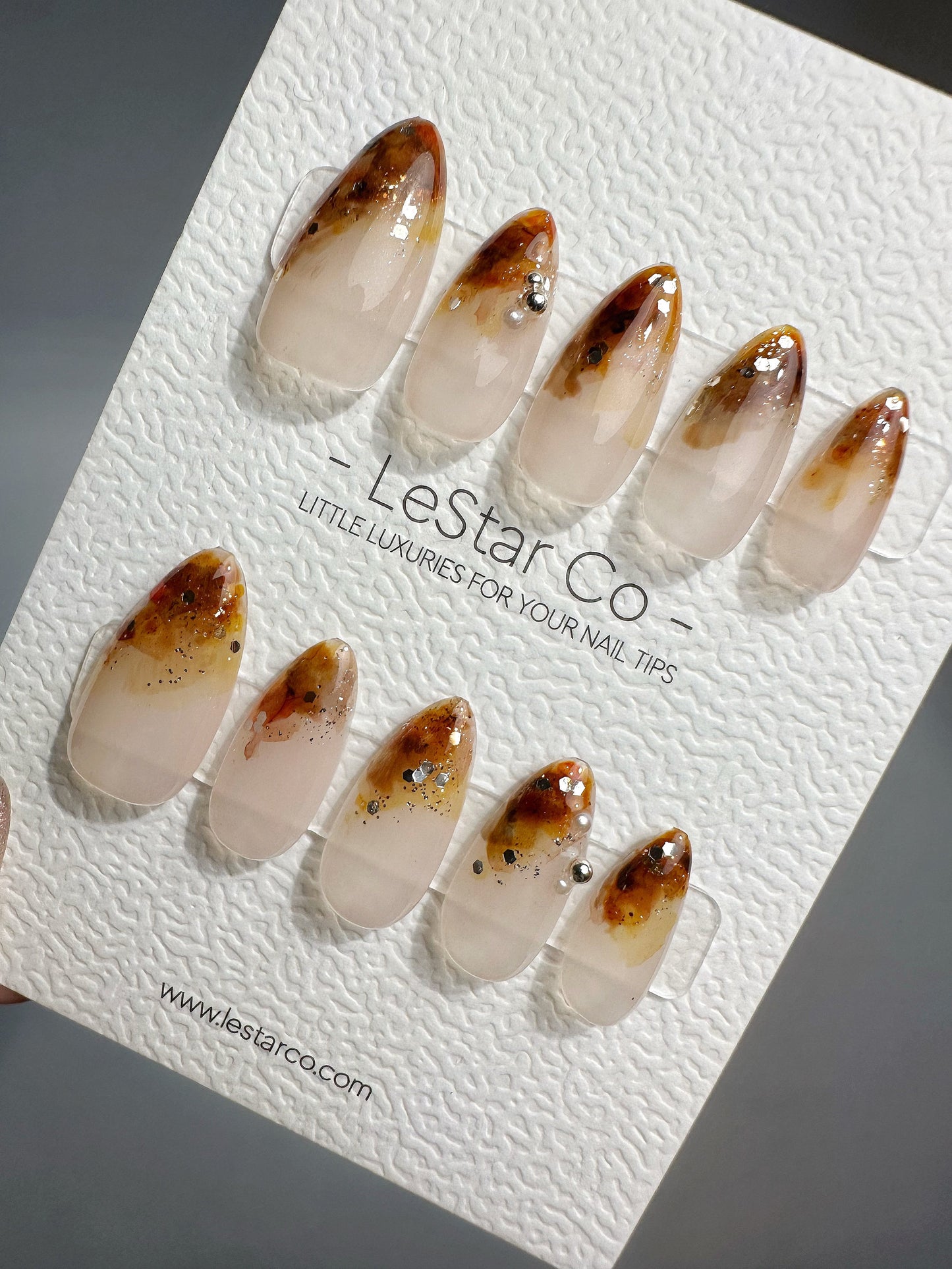 Reusable Gold Lava| Premium Press on Nails Gel | Fake Nails | Cute Fun Colorful Gel Nail Artist faux nails BB404