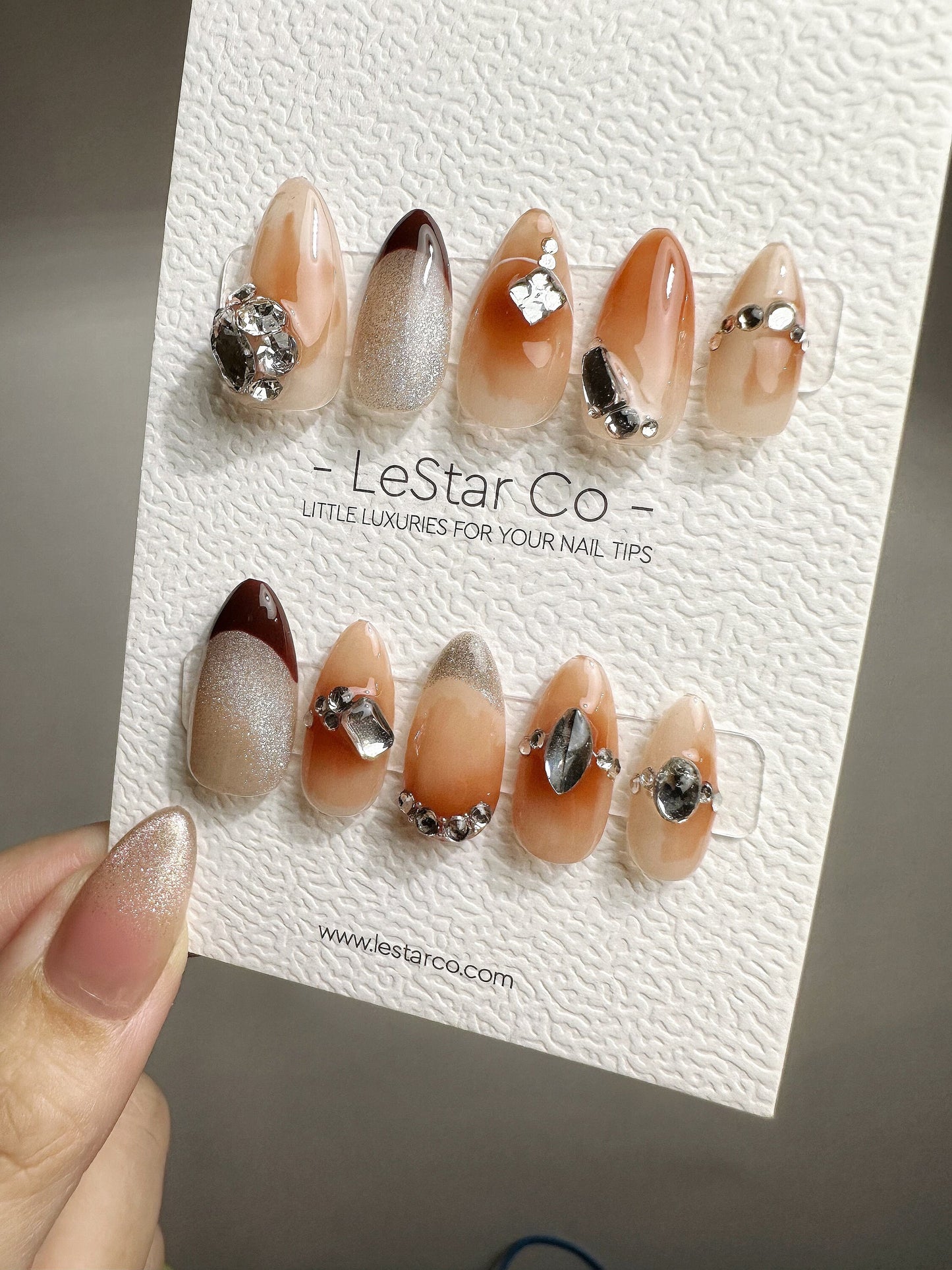 Reusable By The Fire Ombre Cat eye Effect| Premium Press on Nails Gel | Fake Nails | Cute Fun Colorful Gel Nail Artist faux nails BB405