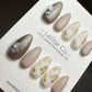 Reusable Golden Petal| Premium Press on Nails Gel | Fake Nails | Cute Fun Colorful Gel Nail Artist faux nails QN450