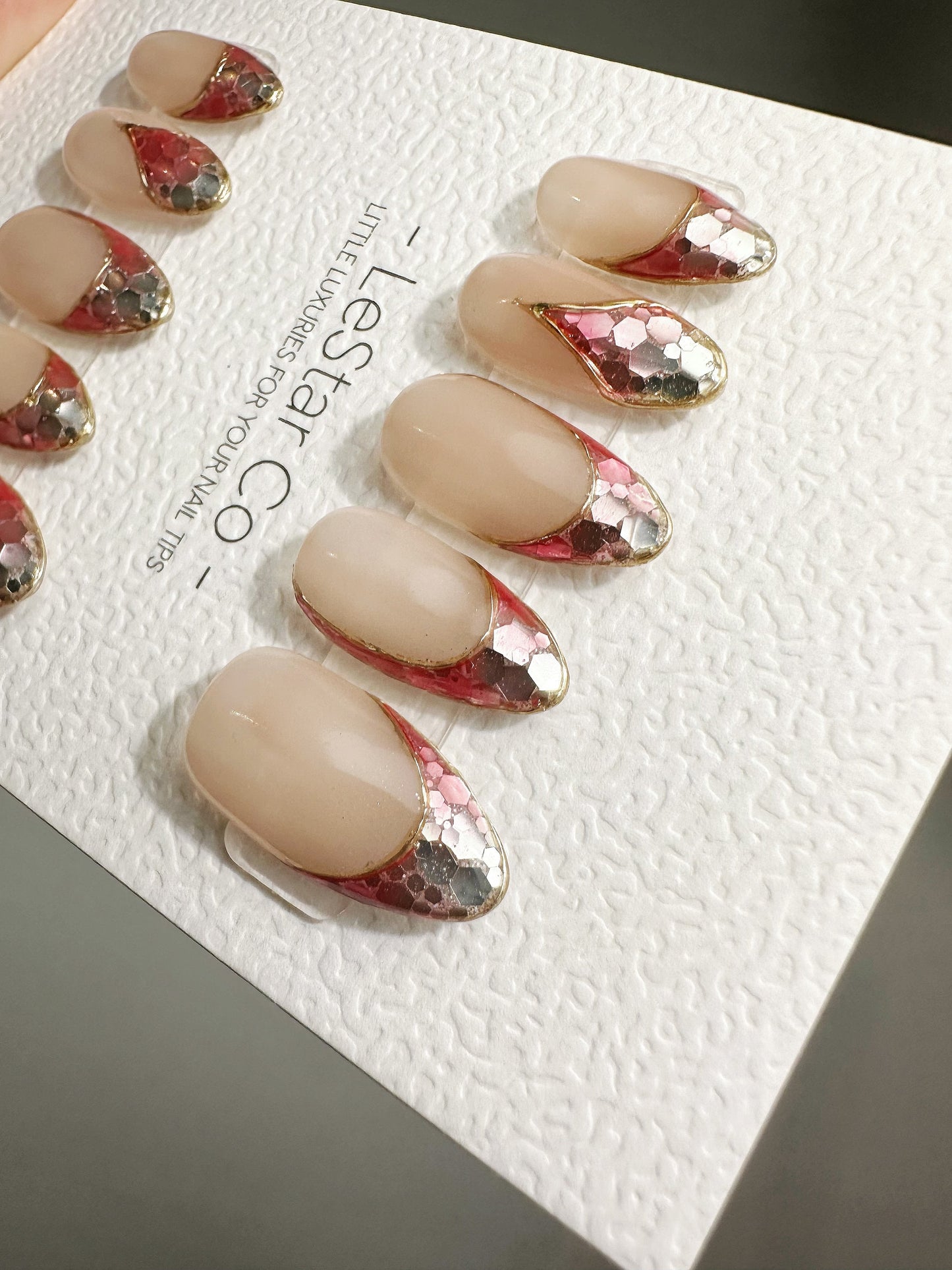 Reusable Mermaid Scale French Tip | Premium Press on Nails Gel | Fake Nails | Cute Fun Colorful Gel Nail Artist faux nails QN422